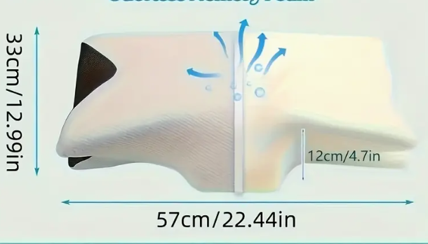 Zijaanzicht van Sleepy ergonomisch kussen met nekondersteuning
